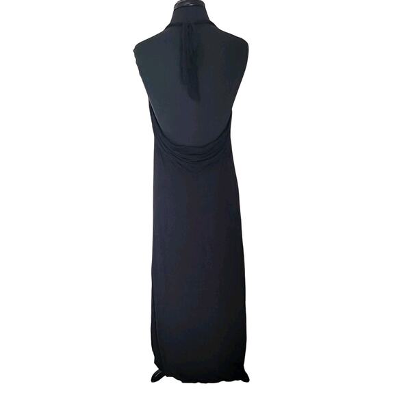 Nicole Miller Black Maxi Halter Dress XL – Colorful Beaded Collar Statement - Picture 2 of 8